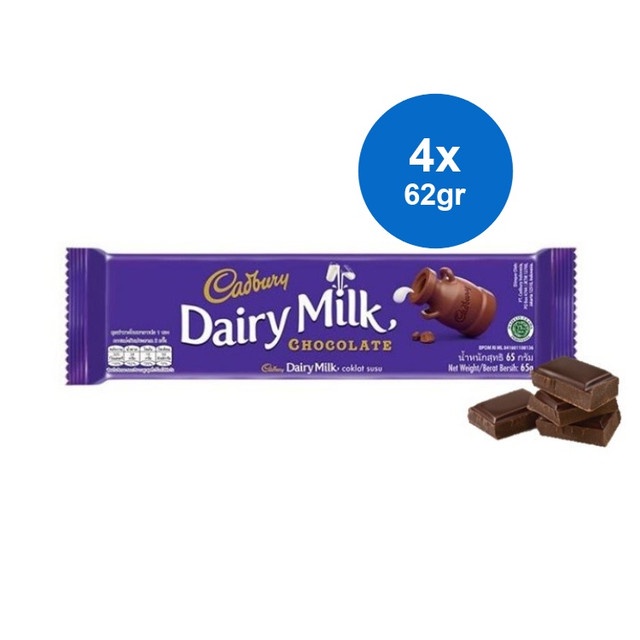 

Cadbury Dairy Milk Chocolate Original Regular 4 x 62gr