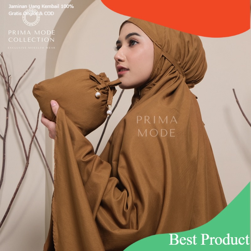 PRIMA MODE - Mukena Dewasa Travelling Polos Ameena 2in1 Resleting Katun Premium/ Top 1