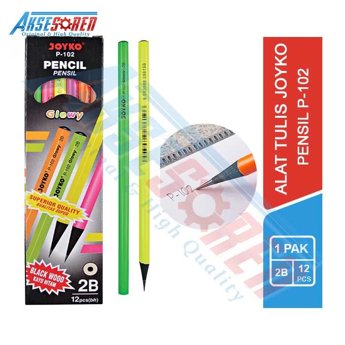

Pensil Glowy 2B Joyko [P-102/12 pcs] / Alat Tulis Ujian Komputer / Pencil Gambar Menulis [1 Pack]