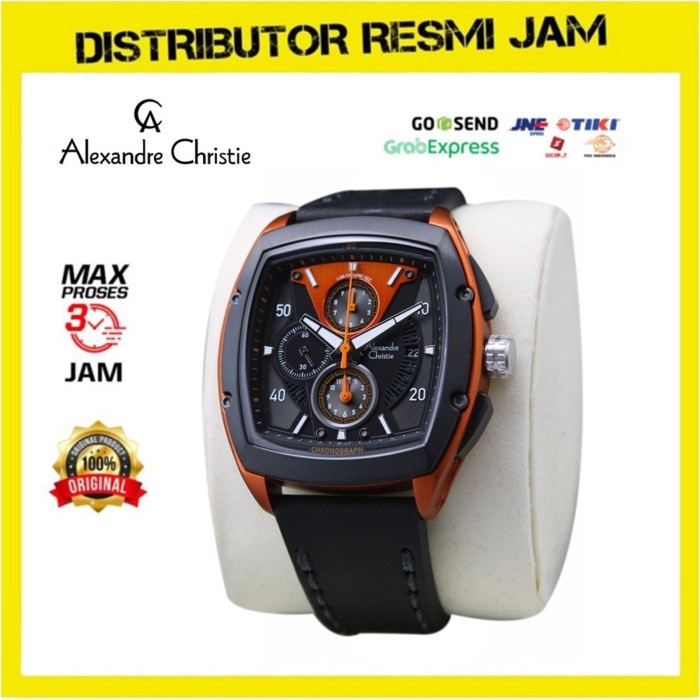 Jam Tangan Pria Alexandre Christie AC 6610 AC6610 Black Orange