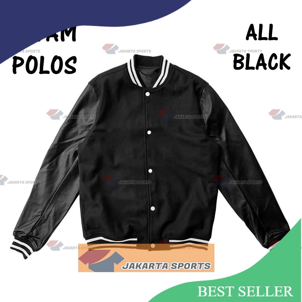 JAKET VARSITY HITAM POLOS BASEBALL PRIA WANITA MURAH JACKET/Grey