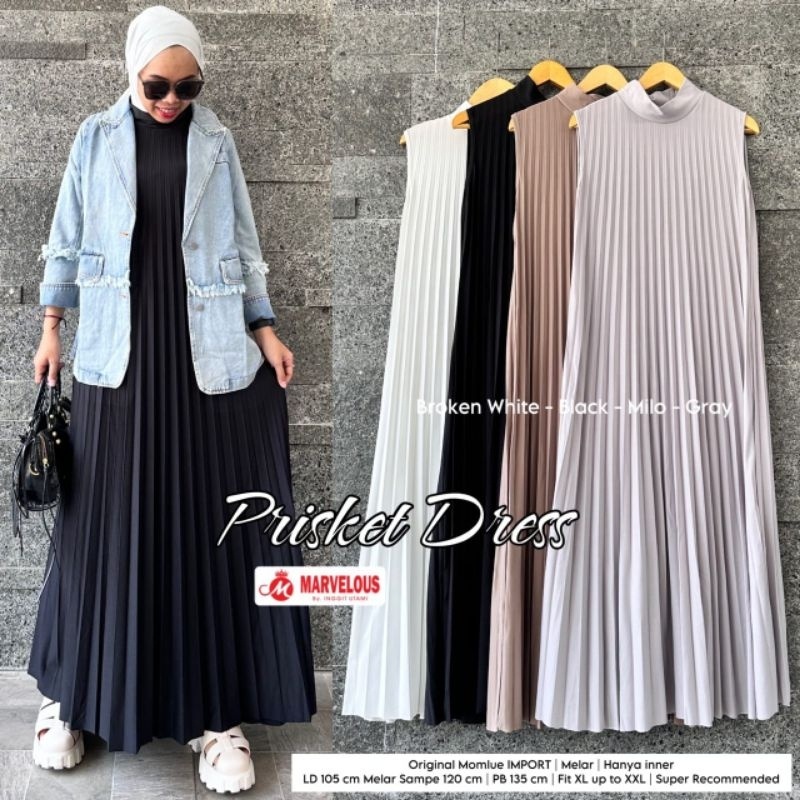 BAJU WANITA TERLARIS VIRAL PRISKET DRESS (PLISKET IMPORT JUMBO) ORI MARVELOUS
