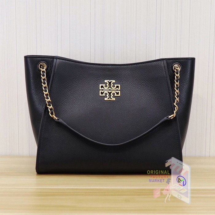 TAS Tory Burch 73503 Britten Small Slouchy Leather Bark Tote Bag TB - Black Lls
