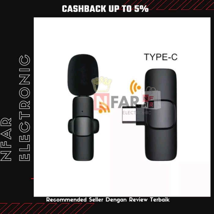 Microphone Wireless Clip On Type C Mic Bluetooth HP Laptop Lightning - lightning