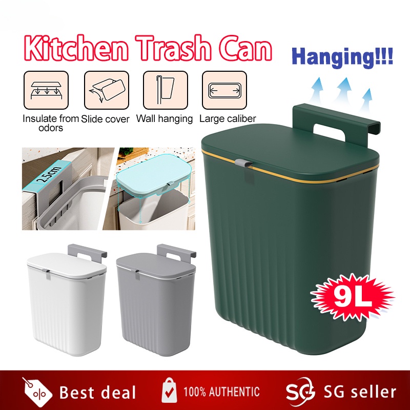 9L Tempat Sampah Gantung Tutup Dapur Gantung Tong Sampah Plastik Wadah Trash Bin Gantung Meja Toilet Kamar Mandi Serbaguna