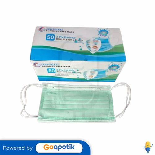 Jsp Mask 3ply Surgical Face Mask Earloop Hijau Box 50 Pcs