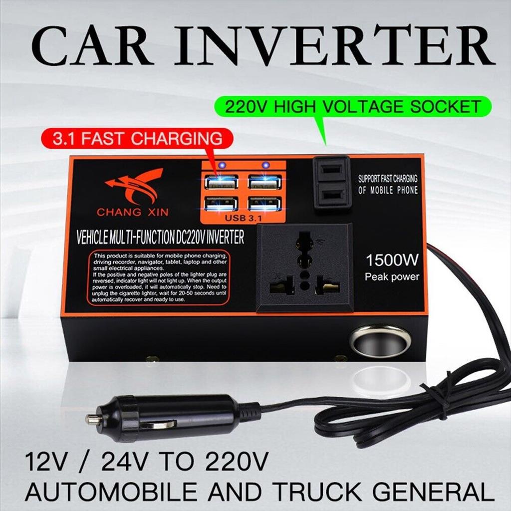 Car Power Inverter 12V - 24V DC to AC 220V 1500Watt Adaptor Mobil