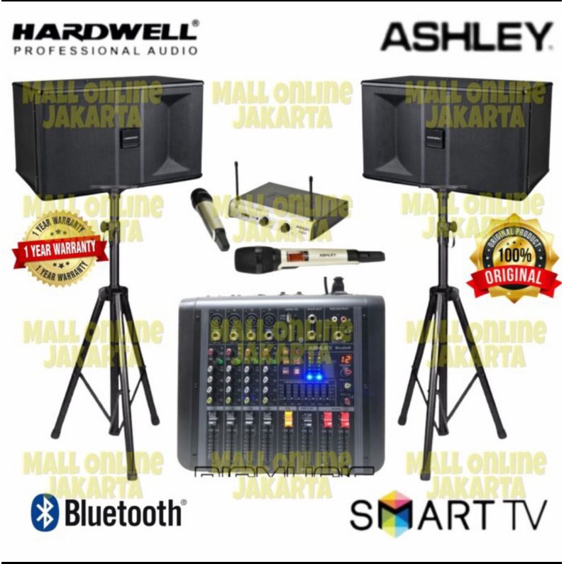Paket Karaoke Hardwell 10inch power Mixer Ashley Audio 4 Original