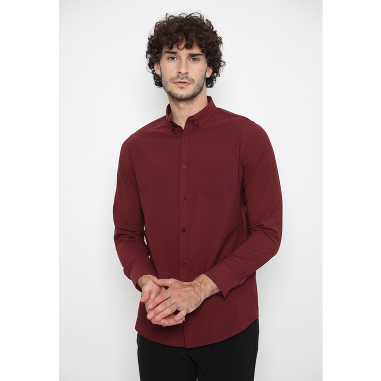 JOBB Steelcase Kemeja Pria Lengan Panjang Slim Fit Maroon