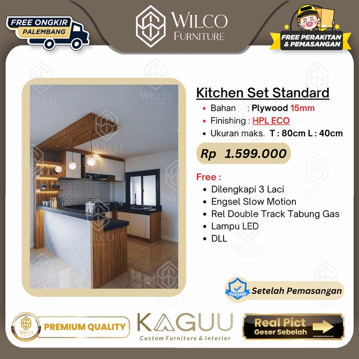 Interior Custom Kitchen Set Standard Kaguu Plywood HPL Harga Per Meter