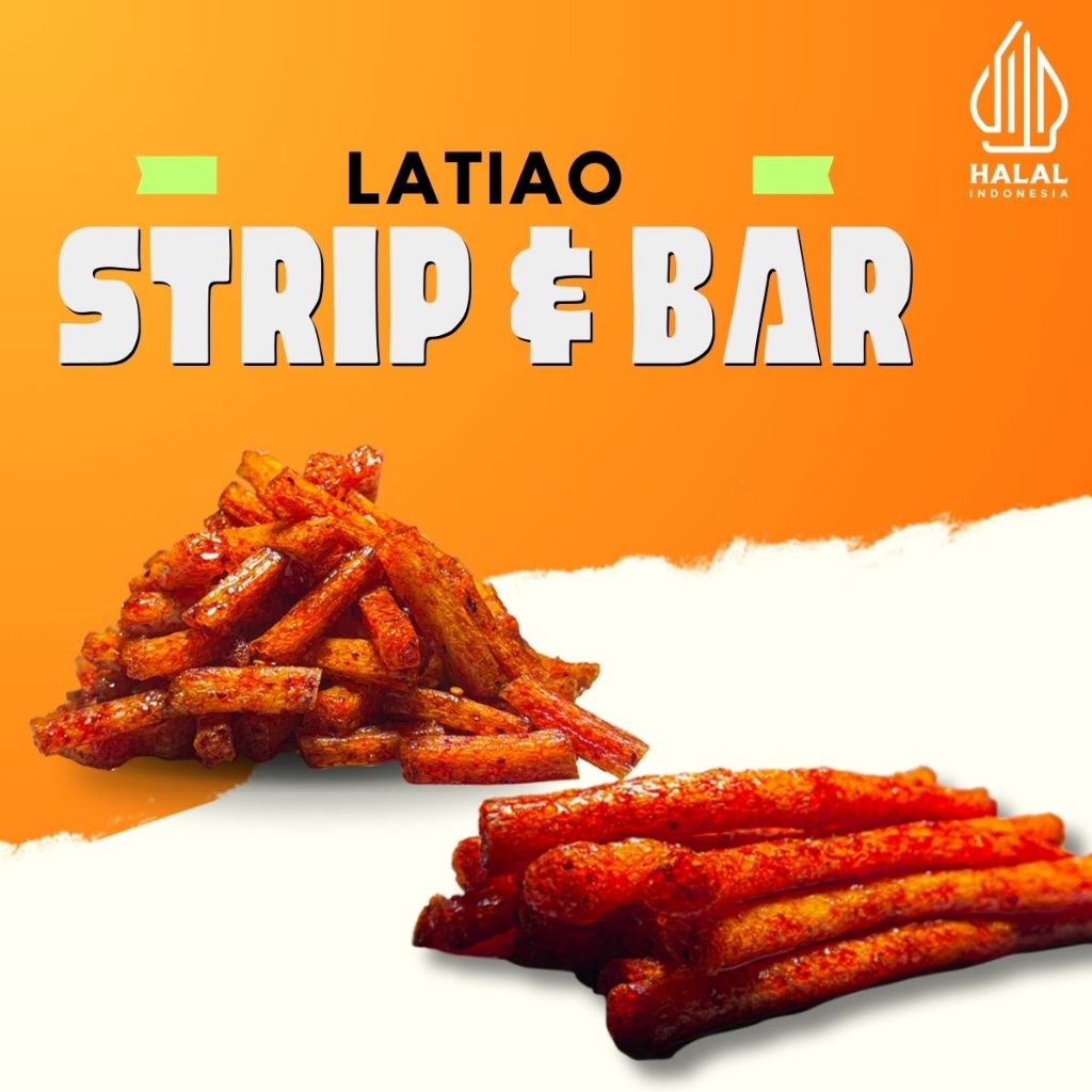 

[PAKET LATIAO] Bar (1pcs) + Strip (1pcs) | CEMILAN SNACK VEGETARIAN GLUTEN| HALAL | PEDAS Makanan | Food | Snacks