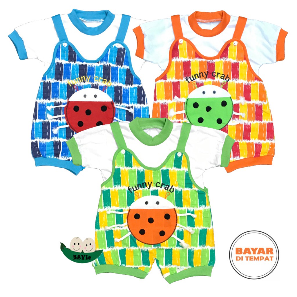 Setelan Baju Jumper/Romper/ Hansop Anak/Bayi Laki/Perempuan Motif CRAB BABY TOM 3-18 bulan