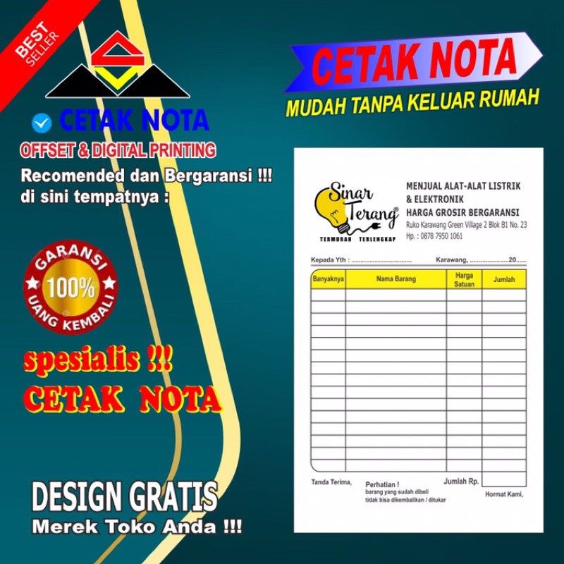 

Cetak Nota Ncr 4 ply 1 Folio (10 buku)