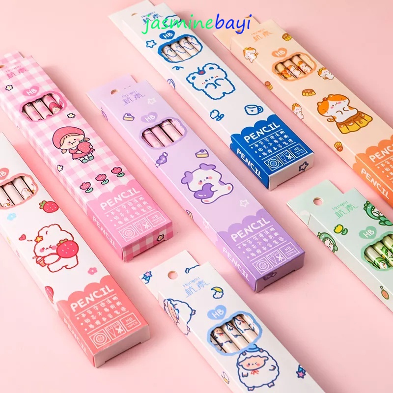 

10PCS HB Kotak Africon Menggosok Pensil Pensil Kayu Sekolah Kartun Alat Tulis Pensil Lucu Pencils