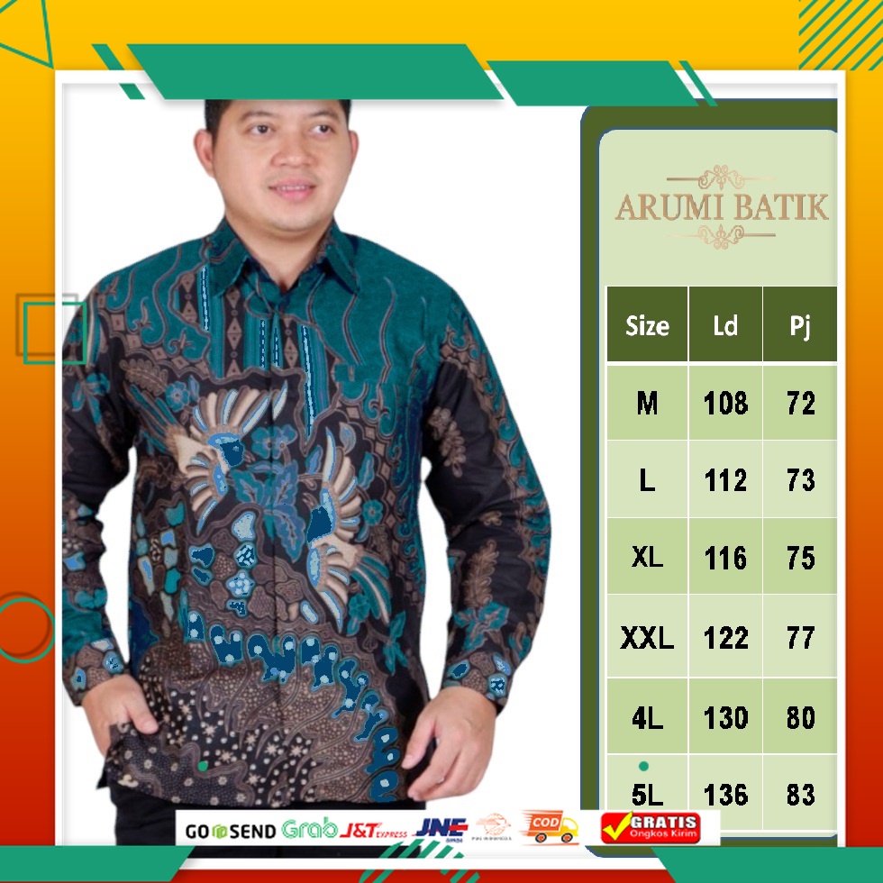BAJU BATIK KEREN KEKINIAN TERMURAH /Hijau Tosca Kemeja Batik Pria Panjang Full Furing Big Size Jumbo