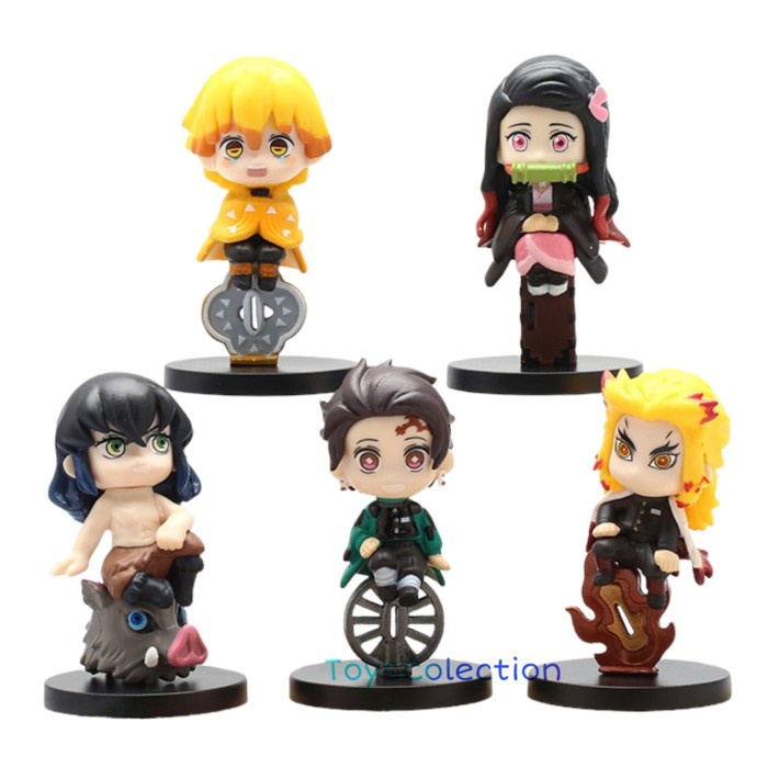 ACTION FIGURE KIMETSU NO YAIBA DEMON SLAYER TANJIRO NEZUKO SET 5 CHIBI - SET CHIBI SIT