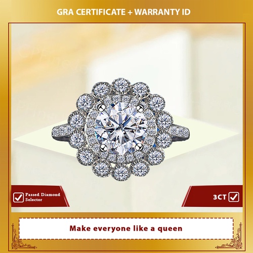 Cincin Morissa Ring 1 CT/3 CT Sertifikat GRA Moissanite Lapis Emas 18K -  Queen Jewellery