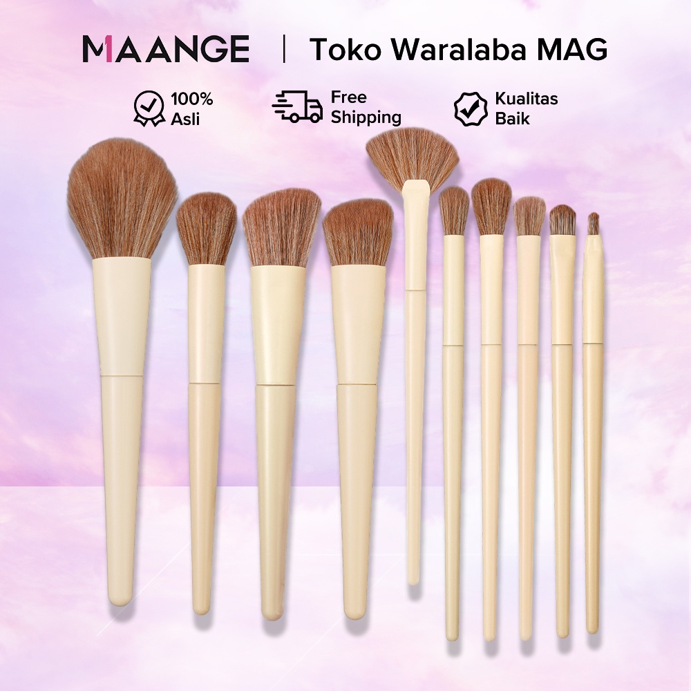 MAANGE Kuas Make up 10 Pcs Pensil Bulu Sintetis untuk Riasan Wajah, Foundation, dan Concealer KJ9400