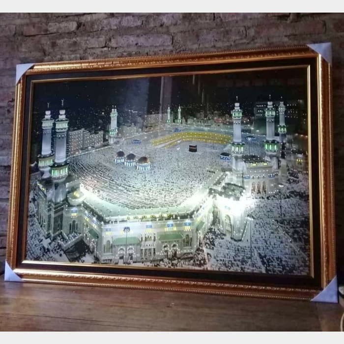 kaligrafi kabah / hiasan dinding mekah lampu masjidil haram masjidil aqso 75x125cm