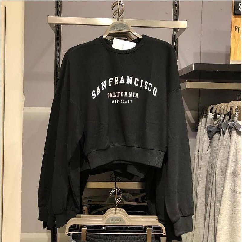 SWEATER BAJU LENGAN PANJANG WANITA KAOS CEWEK DEWASA OOTD FASHION SANFRANCISCO JUMBO OVERSIZE CROP K