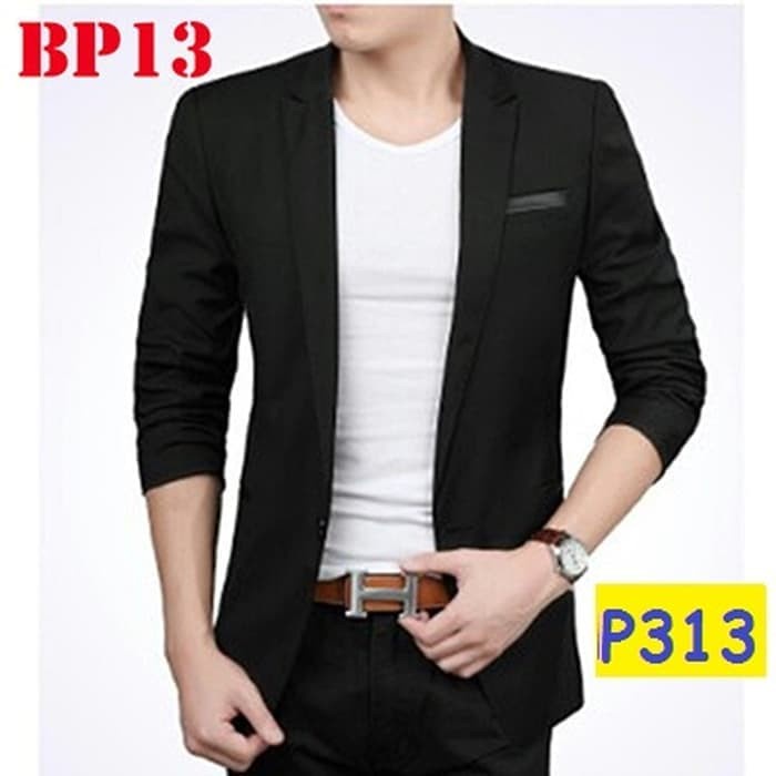 best -outwear BLACK BLAZER LAKI JAS HITAM PRIA KERJA JUMBO BIG SIZE XXXL