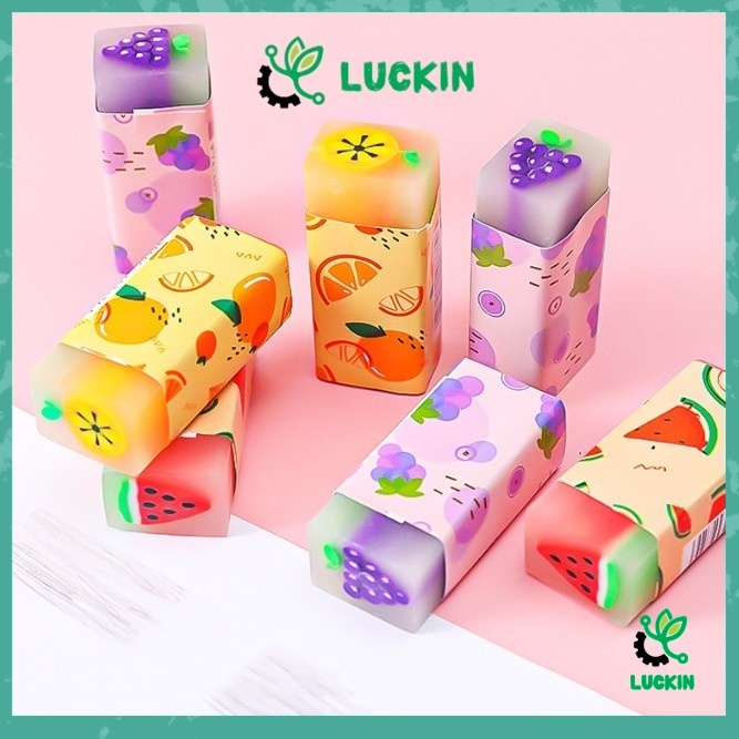 

Luckin Penghapus Karet wangi/ Eraser Hapusan Pensil Motif Dino Bola dan Buah 1 Pcs Penghapus Eco PVC / Eraser Unik Lucu