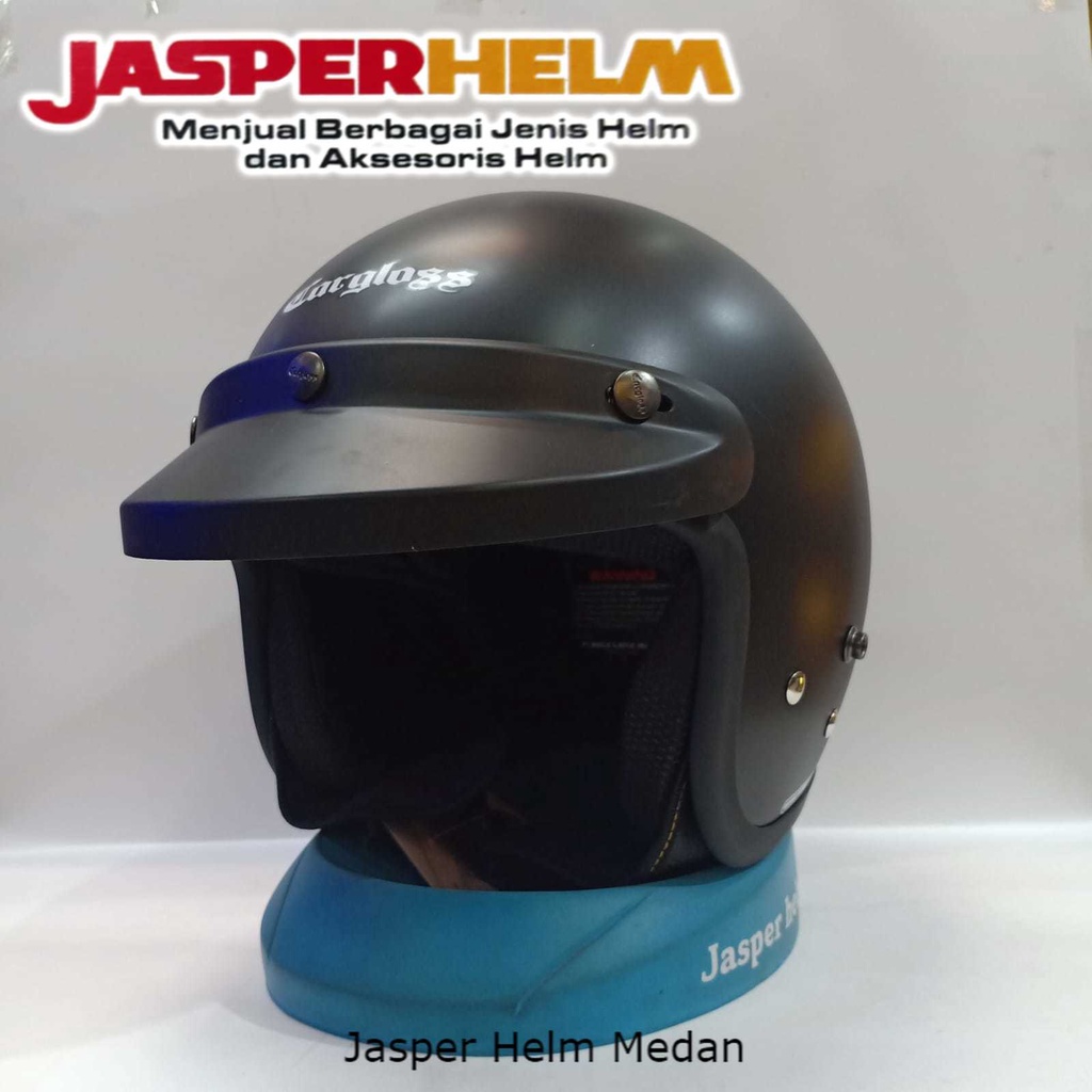 JASPER HELM MEDAN - HELM CHARGLOSS RETRO PET HITAM DOP