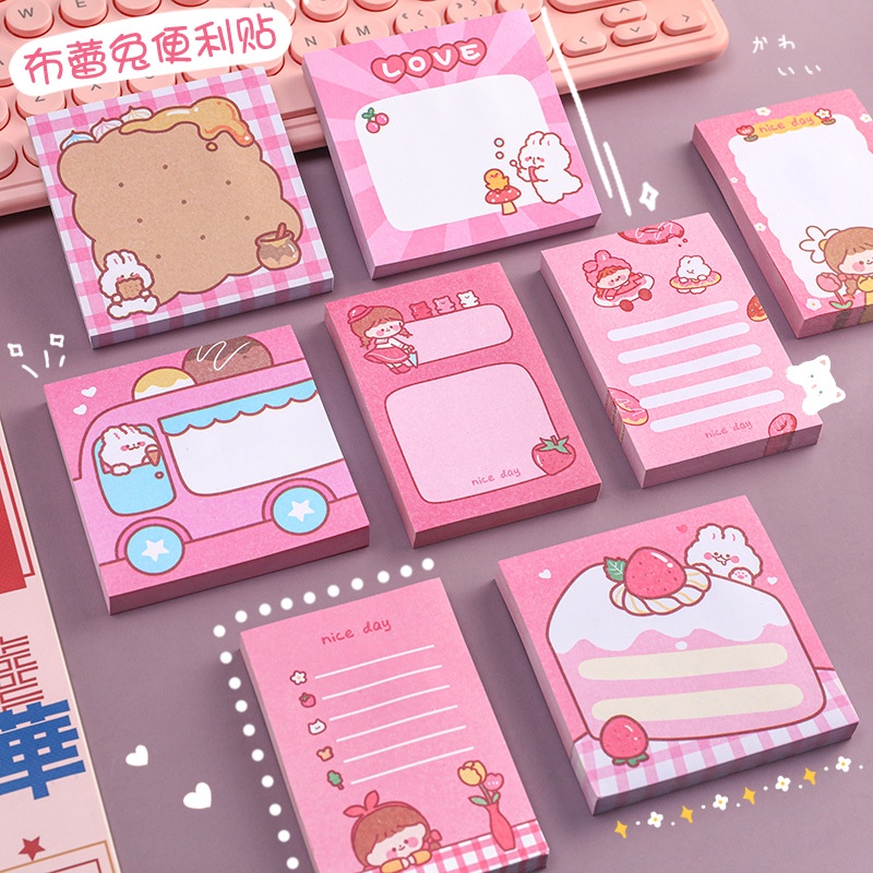 

Sticky Note Cute Pink Girl Bear Cartoon Rabbit Memo Pad Lucu Unik Murah Kartun