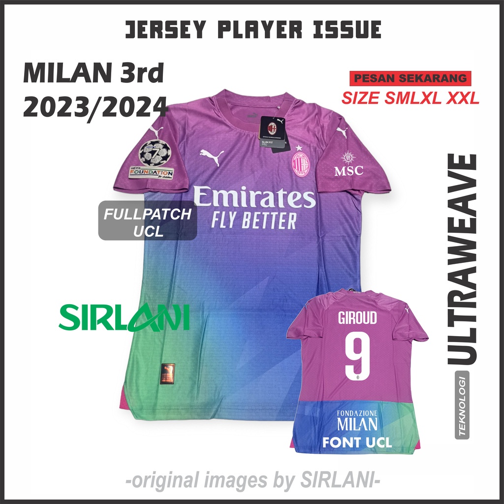 JERSEY MILAN 3rd PLAYER ISSUE 2023 2024 JERSEY BOLA AC MILAN THIRD Pi 23 24