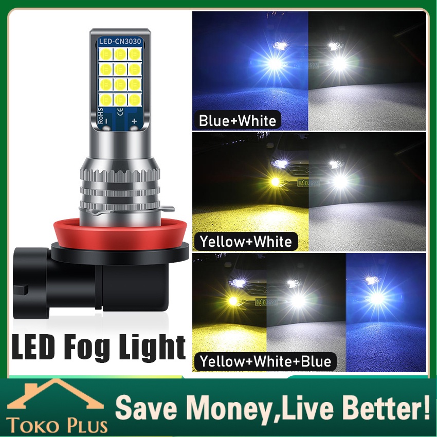 Lampu Kabut Mobil Super Terang H11 3 warna 24SMD Lampu LED Mobil H11 untuk Headlight / LAMPU FOGLAMP