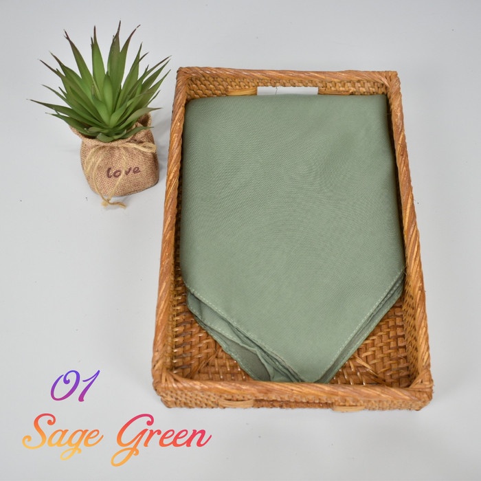 kerudung segi empat hijab bella square polycotton jilbab polos premium - 01 Sage green