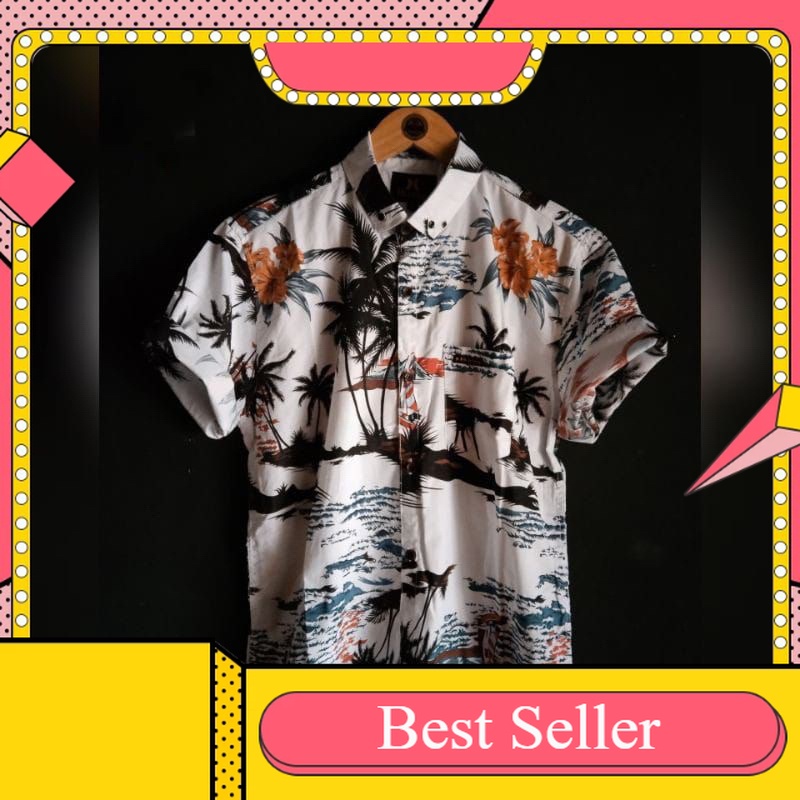 Termurah ) KEMEJA HEM BAJU PAKAIAN SURFING MOTIF PRIA COWOK DISTRO PANTAI/ Best Product