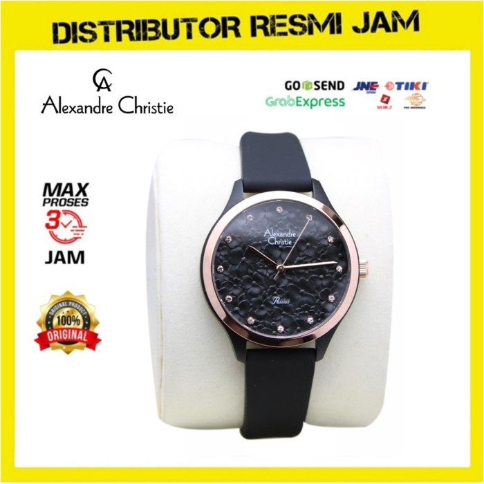 Jam Tangan Wanita Alexandre Christie AC 2A03 AC2A03 Black Rosegold