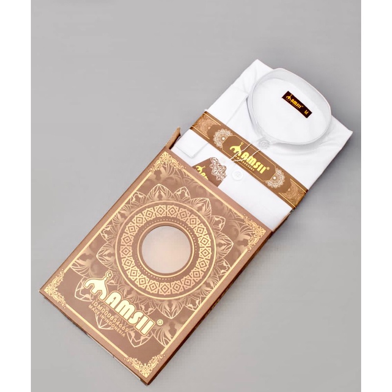 Busana Muslim AMSII Baju Koko Lengan Panjang Habaib Tarim Hadromaut Putih Polos Dewasa