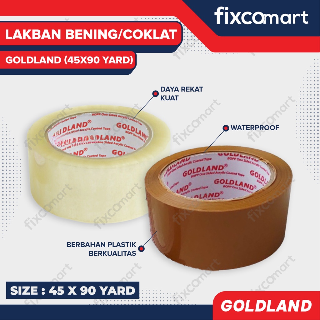 

Lakban Bening Coklat GOLDLAND 45 MM x 90 Yard