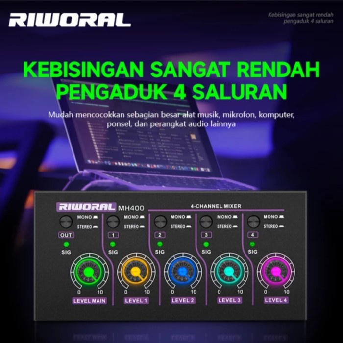 Riworal mini mixer audio 4 channel