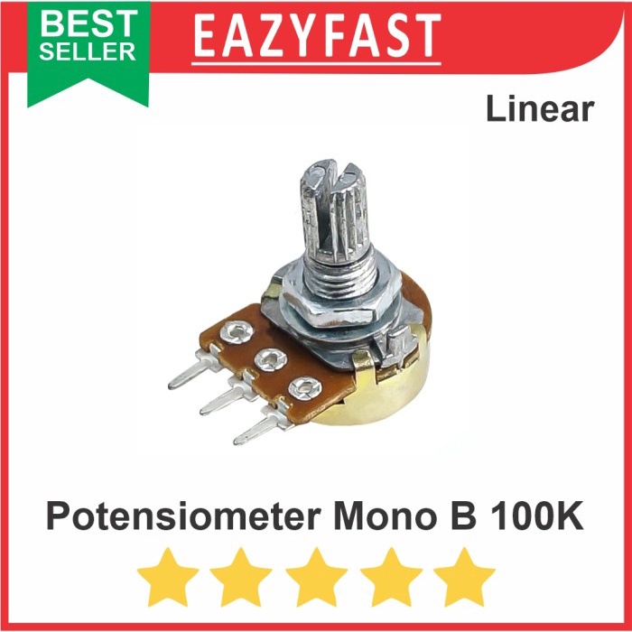 Potensiometer B 100K Mono Linear B100K 100 K Ohm Potensio Potentio