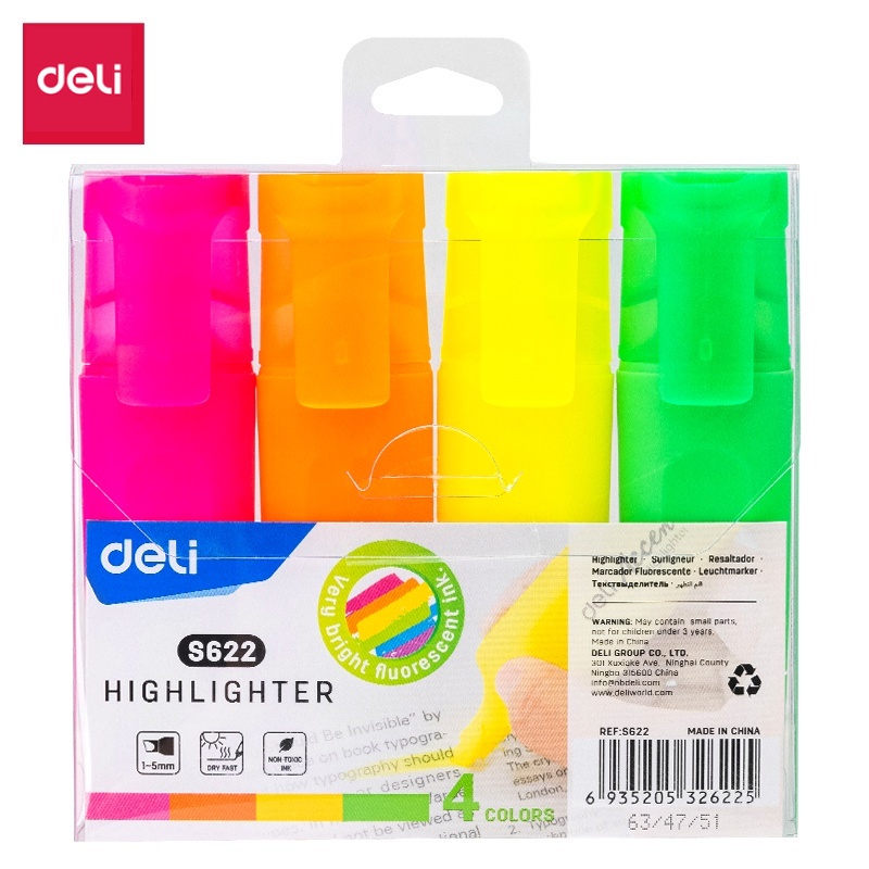 

DELI 1 Set Isi 4 Highlighter Warna Pastel Terang / 1 Set Stabilo Highlighter Warna Pastel