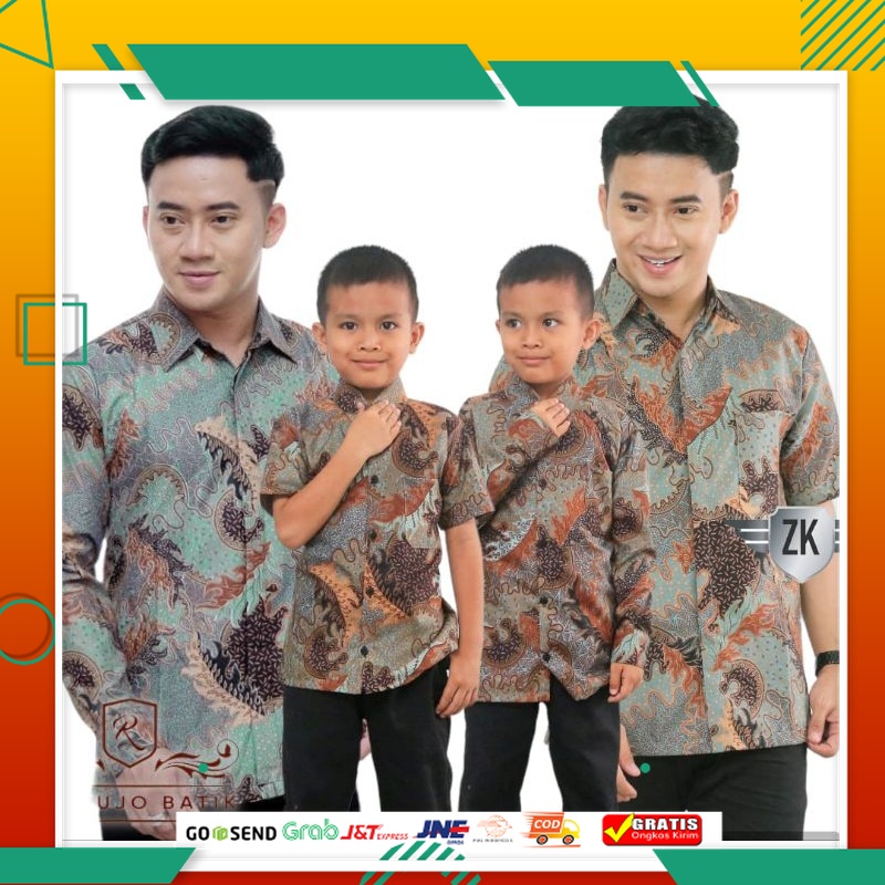 BAJU BATIK PRIA KEREN MODEL BARU /( 7.7 Big Sale )TERBARU Couple sweet | Batik Kawung Biru | couple 