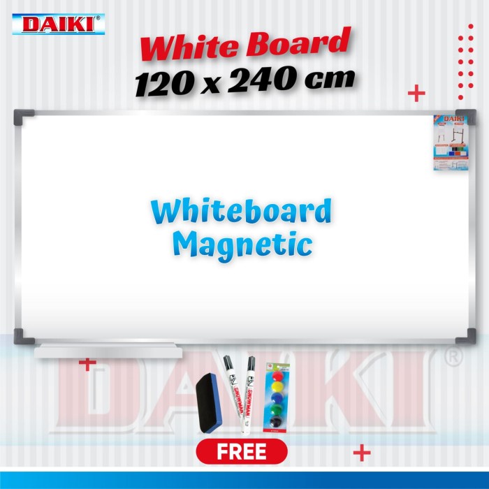 

[DL-0172] Papan tulis / Whiteboard DAIKI magnetic gantung uk 120x240 cm