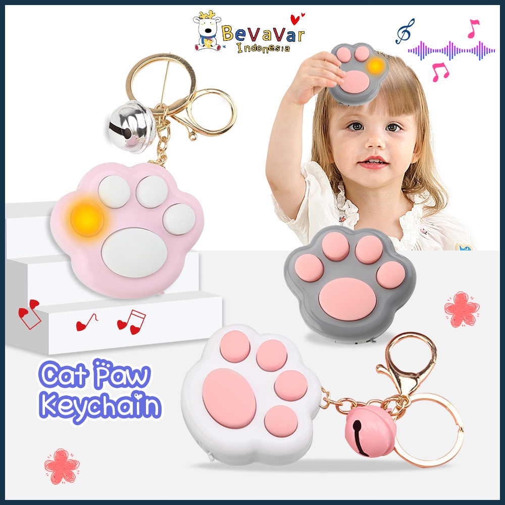 BEVAVAR Gantungan Kunci Lucu Model Kaki Kucing Mini Fidget Musik Toy Lovely Funny Cat Paw Push Fidge