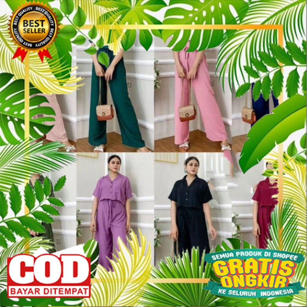 KOREAN STYLE OOTD TRENDY TERBARU /Setelan Crop Kancing Premium Termurah one set crop wanita