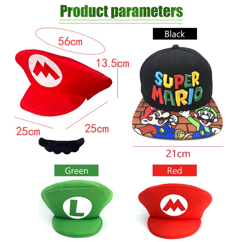 Topi Mario Bros Super Luigi Bros M L Letter Printed Cosplay Kartun Topi Baseball Untuk Anak Dewasa Hat