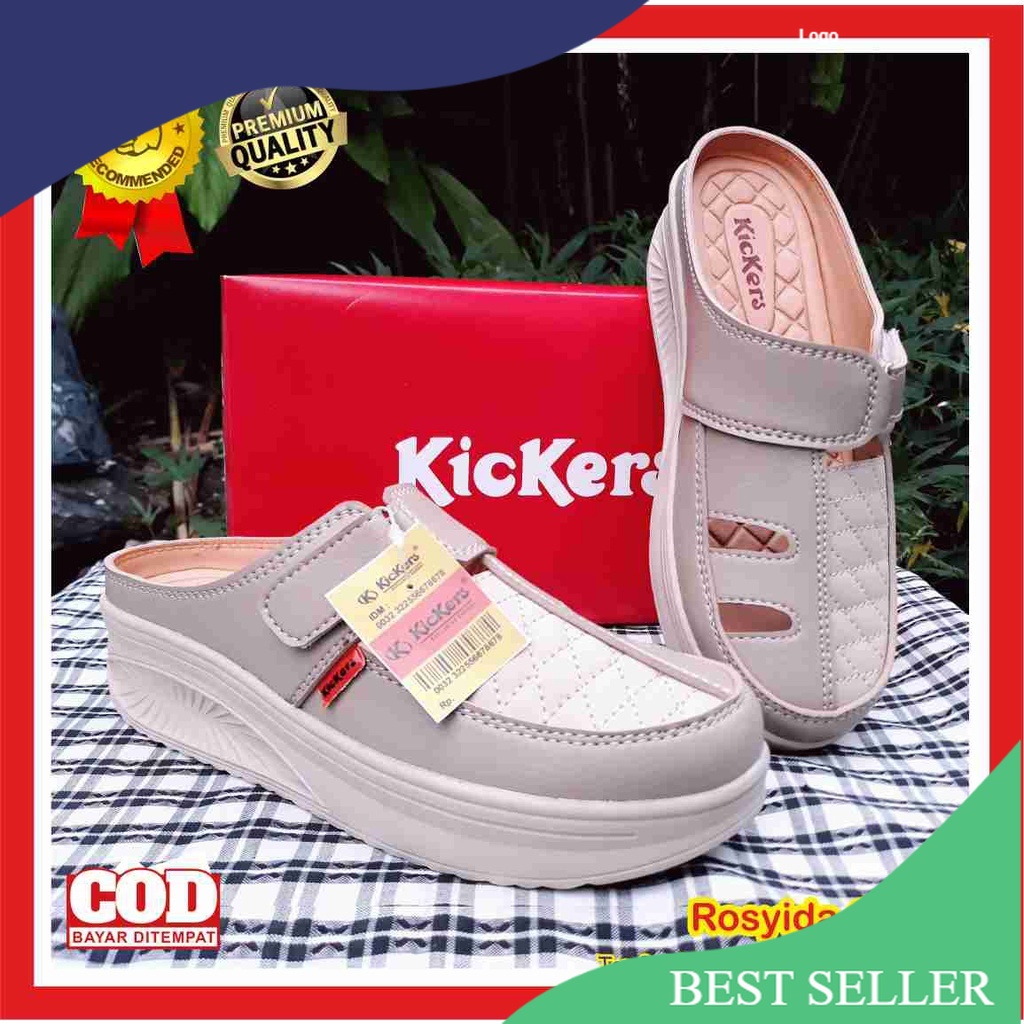 WEDGES SEPATU SENDAL WANITA KICKERS ST / SANDAL WANITA SLOP WEDGES KICKERS DUA WARNA / WEDGES SENDAL