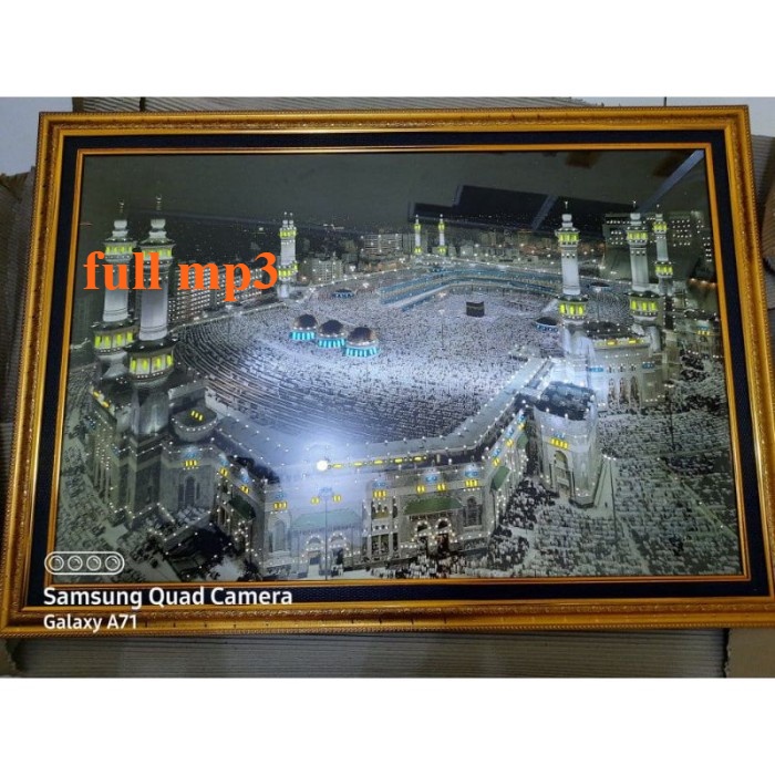 Hiasan dinding dekorasi rumah Ka'bah/Mekah plus lampu 100x70/FULL MP3 - lampu+mp3