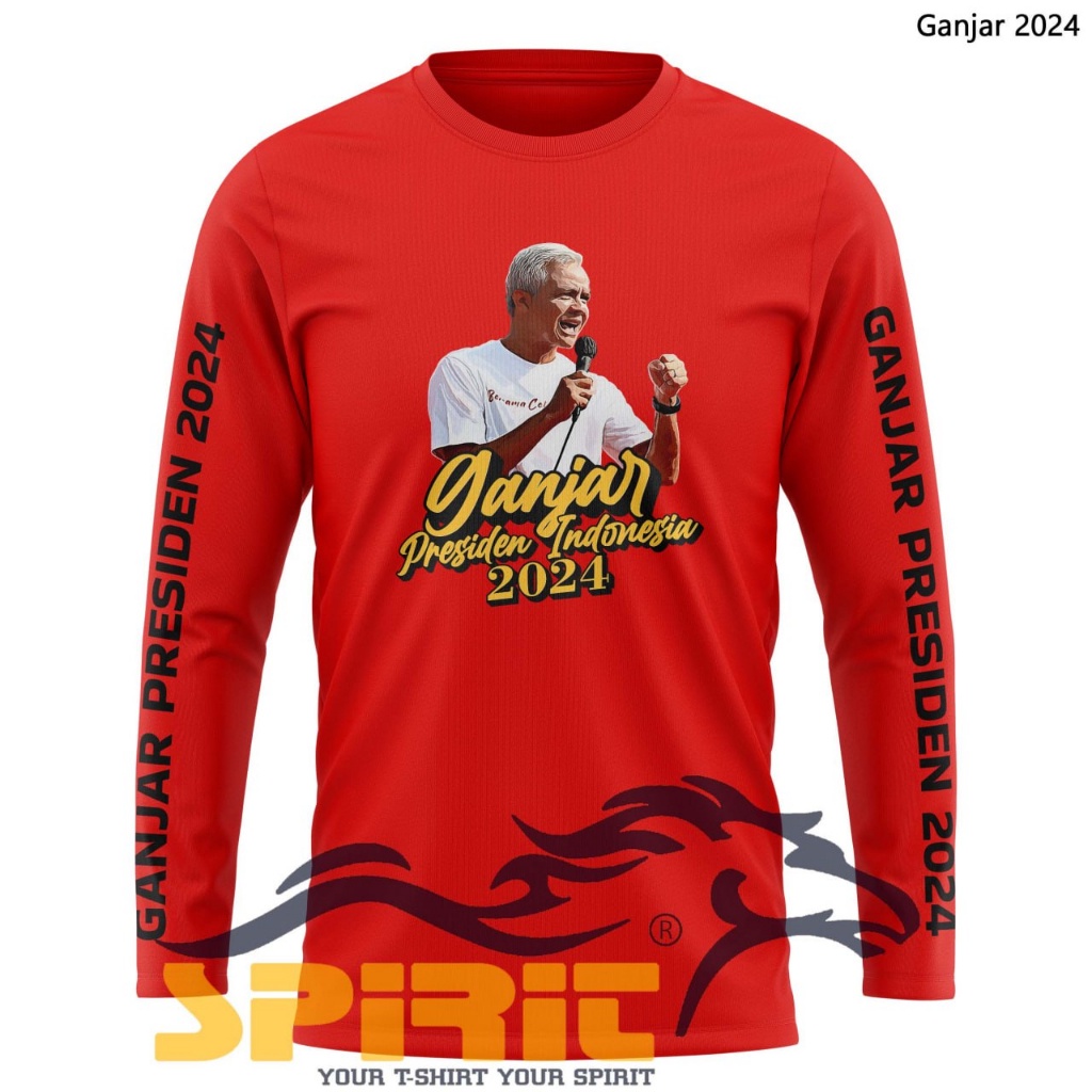Kaos Ganjar 2024 Kaos Ganjar Pranowo Terbaru Lengan Panjang All Size