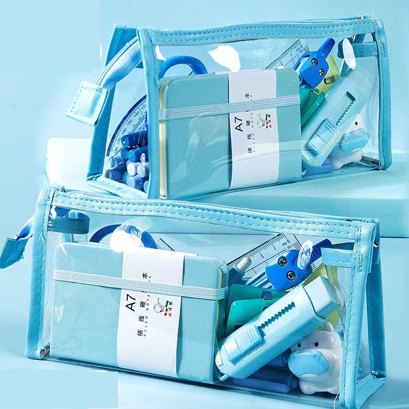 

cod★ready★ Tempat Pensil Bahan PVC Transparan Kapasitas Besar Resleting / Kotak Pensil Aesthetic Anak Pencil Case Korea Travel Pouch Organizer Storage Bag Tas Make Up Tas Penyimpanan Serbaguna Dengan Zipper globallagilaku
