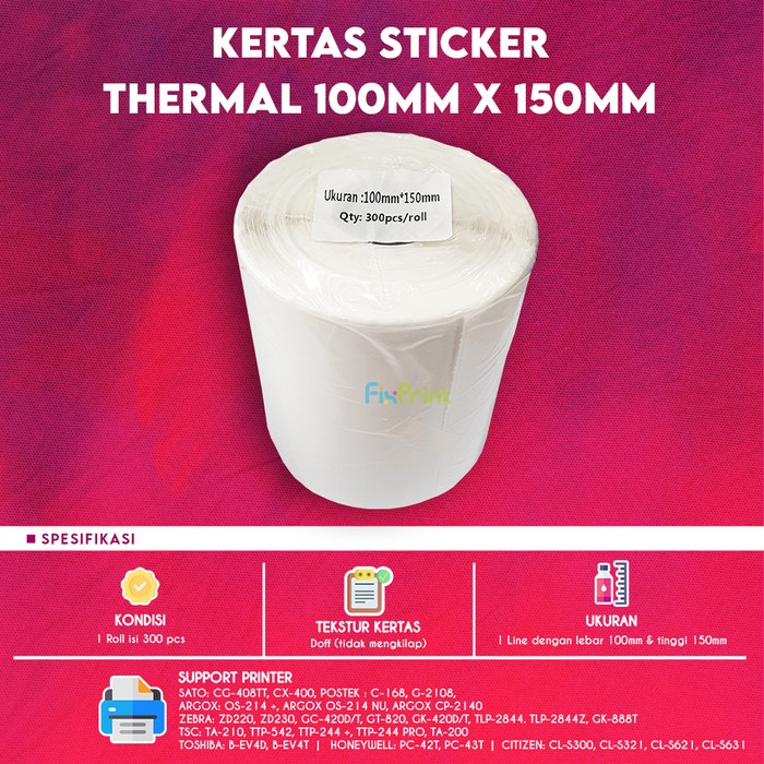 

Label thermal sticker 100x150mm kertas barcode receipt A6 100 x 150 mm SC27
