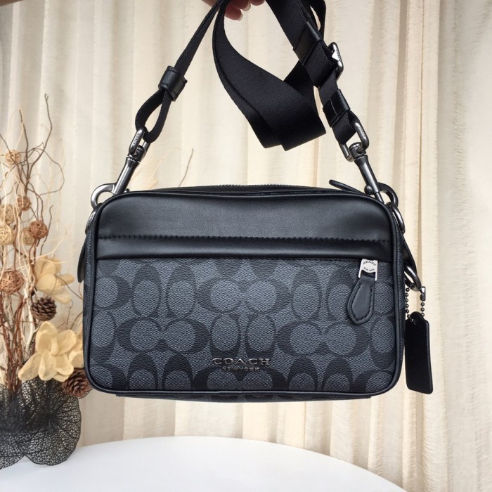 VS Tas Coach *50715* Men Shoulder Cross Body Camera Bag - Black Smoke Vvs