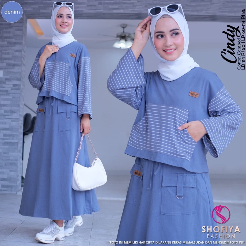 BAJU WANITA BEST SELLER TERBARU CINDY SET SETELAN TUNIK ROK MIDI HOMEY DRESS GAMIS RAYON BUSUI GAMIS